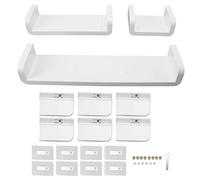 Lot de 3 étagères de Rangement murales en Plastique Blanc, décoration pour Salle de Bain, Meuble de télévision, matériau de qualité supérieure, Auto-adhésif, Large Application,