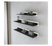 Lot de 3 étagères flottantes murales, étagère Murale Lumineuse LED intégrée, présentoirs en Acier au Carbone, étagères Lumineuses créatives en métal pour Le Rangement (Couleur : Noir, Taille : 100 c