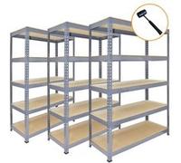 Lot de 3 Étagères Métal Gris à 5 Niveaux - 90 x 182,5 x 50cm Gris G