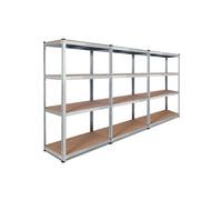 IDMarket – Lot de 3 étagères modulables charges lourdes en métal, 12 plateaux, H.150 cm, Gris
