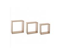 Set de 3 Étagères Murales en Cube - Chêne Naturel - Grand Modèle