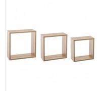 5five Set de 3 grandes étagères murales cubes en chêne naturel