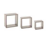 Lot de 3 Étagères Murales ""Cube"" 25cm Chêne Gris