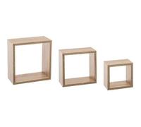 Lot de 3 Étagères Murales ""Cube"" 25cm Naturel