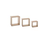 Atmosphera (5five) – Lot de 3 étagères murales Fixy Cube MDF chêne L15xP9xH15/20/25 cm