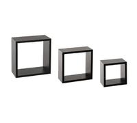 Lot de 3 Étagères Murales ""Cube"" 25cm Noir