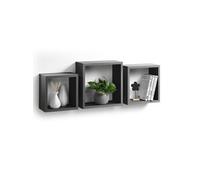 Lot de 3 Etagères Murales Cube 30cm Anthracite