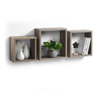 Lot de 3 Étagères Murales ""Cube"" 30cm Chêne