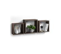 Lot de 3 Etagères Murales "Cube" 30cm Noyer