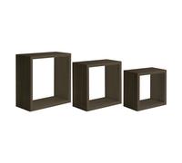 ÉTAGÈRES CUBIQUES MURALES LOT DE 3 CUBES MODULAIRES CHÊNE FONCÉ MOD. INCUBO