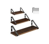 ETAGERE MURALE - TECTAKE - Lot de 3 étagères murales design COWELL en Bois et acier - Bois Foncé