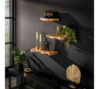 Lot de 3 étagères murales en bois massif de teck OLINE