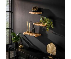 Lot de 3 étagères murales en bois massif de teck OLINE