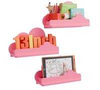 Lot de 3 étagères murales en forme de nuage pour chambre d'enfant, 33 cm de long, étagère flottante en forme de nuage rose, étagère murale décorative pour jouets, plantes et rangement