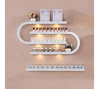 Lot de 3 étagères murales en métal pour Vernis à Ongles, présentoir cosmétique en Forme de U avec éclairage, étagères flottantes murales Modernes, organiseurs d'huiles essentielles(85cm)