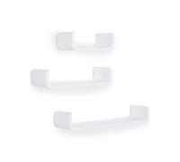 Lot de 3 étagères murales flottantes - design contemporain courbé - kit fixation inclus - MDF blanc