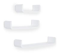 HOMCOM Lot de 3 étagères murales flottantes Design Contemporain courbé kit Fixation Inclus MDF Blanc