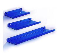Lot de 3 étagères murales flottantes en acrylique bleu pour salle de bain, cuisine, chambre à coucher, faciles à installer, étagères spacieuses et transparentes, solution de rangement pour filles et