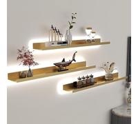 Lot de 3 étagères murales flottantes en métal illuminées pour livres, décoration d'intérieur polyvalente pour salon, salle de bain et chambre à coucher (99,1 cm)