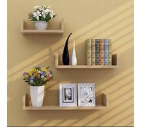 Lot de 3 étagères murales flottantes rustiques en forme de U - Étagères de rangement en bois de noyer clair pour chambre à coucher, salon, cuisine - Solutions élégantes de décoration d'intérieur et de