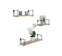 IDMarket Étagères murales Lily – Lot de 3, bois et métal design industriel