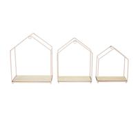 Lot de 3 Étagères Murales "Maison" 28cm Rose