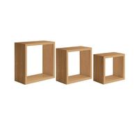 ÉTAGÈRES CUBIQUES MURALES LOT DE 3 CUBES MODULAIRES CHÊNE TABAC MOD. INCUBO SLIM