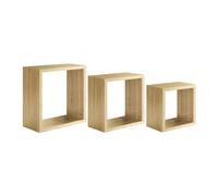 ÉTAGÈRES CUBIQUES MURALES LOT DE 3 CUBES MODULAIRES CHÊNE SAGERAU INCUBO SLIM