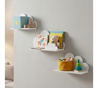 Lot de 3 étagères murales pour chambre d'enfant, motif nuages, pour ranger la Tonie Box et les ensembles de jouets de construction, durables et durables, idéales pour la décoration de chambre de bébé