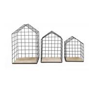 Lot de 3 étagères murales style cage grillage - HOUSES Meubletmoi