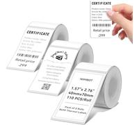 Lot de 3 étiquettes compatibles avec les imprimantes d'étiquettes NIIMBOT B1, B21, B3S, 40 x 70 mm, impression noire sur papier d'étiquetage blanc, 110 étiquettes par rouleau (blanc)