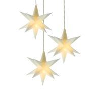 Lot de 3 Étoiles de Noël 3D - 12 cm - Blanc Chaud - Éclairage LED pour Fenêtre - Avec Minuterie - Fonctionne Avec Piles - Décoration et Éclairage d'Hiver