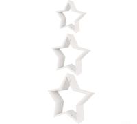 Lot de 3 étoiles décoratives en bois blanc pour sapin de Noël ou décoration de table, grandes/moyennes/petites étoiles pour décoration d'intérieur et cadeau saisonnier