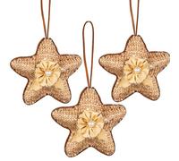 Lot de 3 étoiles en Jute dorées de 12 cm - Décorations à Suspendre pour Sapin de Noël - Ornements décoratifs festifs sur Le thème des Contes de fées