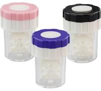 Lot de 3 étuis à lentilles de contact, étui de nettoyage pour lentilles de contact, Avec rotation manuelle, Pour la maison et les déplacements, Pour un usage quotidien (3 couleurs), Bleu