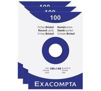 Lot de 3 Étuis de 100 fiches - bristol uni non perforé 105x148mm - Blanc