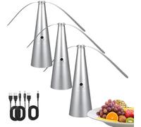 Lot de 3 éventails anti-mouches portables USB avec lames holographiques souples, pour tables d'extérieur, fêtes, barbecues et pique-niques, gardez les FLI-ES et Bu-Gs loin de vos aliments