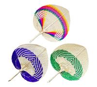 Lot de 3 éventails Colorés en Rotin à Suspendre pour la Maison, éventails Colorés Tissés à la Main, éventails Portables Faits à la Main pour L'extérieur, éventails à Feuilles Tissées à la Main, Décora