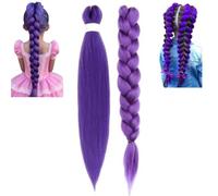 Lot de 3 extensions de cheveux synthétiques tressés violets longs pré-étirés de 76 cm, Meche Violette Cheveuxs Pour Bals Masqués, Cosplay, Scène, Jeux De Rôle, Halloween
