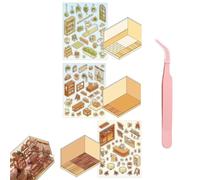 Lot De 3 Fabrique a Stickers 3D, La Fabrique a Stickers 3D, Fabrique à Stickers 3D, 3D Scène, 3D House Stickers, DIY Cozy Little Home Scene Stickers Book (Avec Pincette)