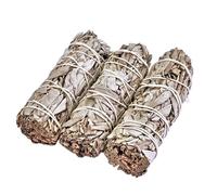 Lot de 3 fagots de Sauge Blanche Naturelle 25-30g - Purification, Bien-Être & Harmonie - Encens Naturel pour la Maison, Méditation, Yoga & Décoration Apaisante (10,5 cm)