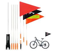 Lot de 3 fanions de vélo de 180 cm réglables - Fanions de sécurité - Fanions de sécurité pour vélo d'enfant - Drapeau de sécurité pour enfants - Panneau d'avertissement (orange, rouge et pirates)