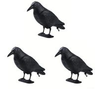 Lot de 3 faux corbeaux en plastique pour balcon, jardin, répulsif anti-pigeons résistant aux intempéries avec piquet