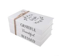 Lot de 3 faux livres rustiques pour étagères, ensemble de décorations pliantes en papier gris nécessitant un assemblage pour la maison et la ferme (souhaité)