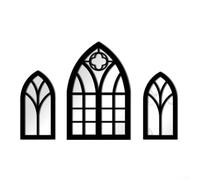 Lot de 3 faux miroirs de style gothique, autocollants muraux en acrylique pour décoration d'intérieur, 42 x 25 cm, installation facile pour salon, chambre à coucher (MZ487 B)