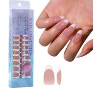 Lot de 3 faux ongles à presser en gel souple - 15 tailles - Pré-colorés - French Nails - Cadeaux