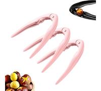 Lot de 3 fendeurs de châtaignes multi-usages, prise en main confortable, écaille en toute sécurité les châtaignes en quelques secondes, économise du temps de cuisson, poignée ergonomique (rose)