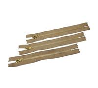 Lot de 3 fermetures éclair en laiton fermées avec curseur semi-automatique, disponible en Maya 3#, fermeture éclair pour couture, fermeture éclair pour coudre sur vêtements (20 cm, grillé)