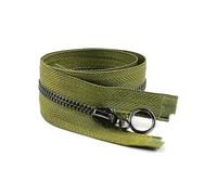 Lot de 3 fermetures éclair métalliques n° 3, 15-70 cm, verrouillage automatique pour sacs, manteaux et vêtements.,Arme vert pistolet noir,Ouvert-50cm