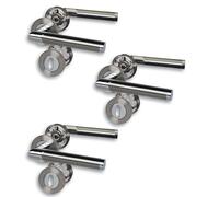 Lot de 3 ferrures de porte à rosace - Chromé/acier inoxydable satiné - Pour 3 portes de chambre - Avec trou de serrure - Diamètre : 52 mm - Poignée de porte